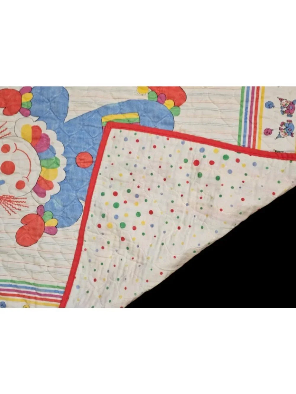 VTG Baby Quilt Blanket Circus Clown Juggling ABCs Multi-color 33‎ X 43 In